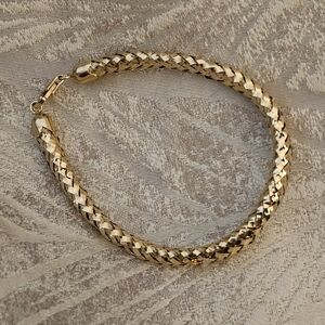 7 inch, 925 braided bracelet, 10K YG   Plating, preowned, spring ring closure